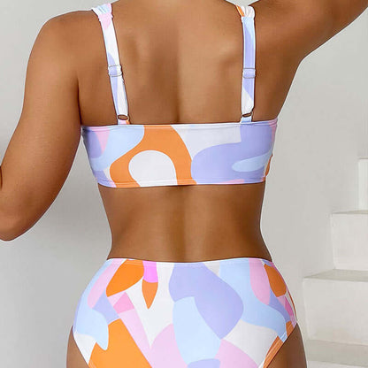 Tie-Dye Tube Top High Waist Triangle Bikini for Women