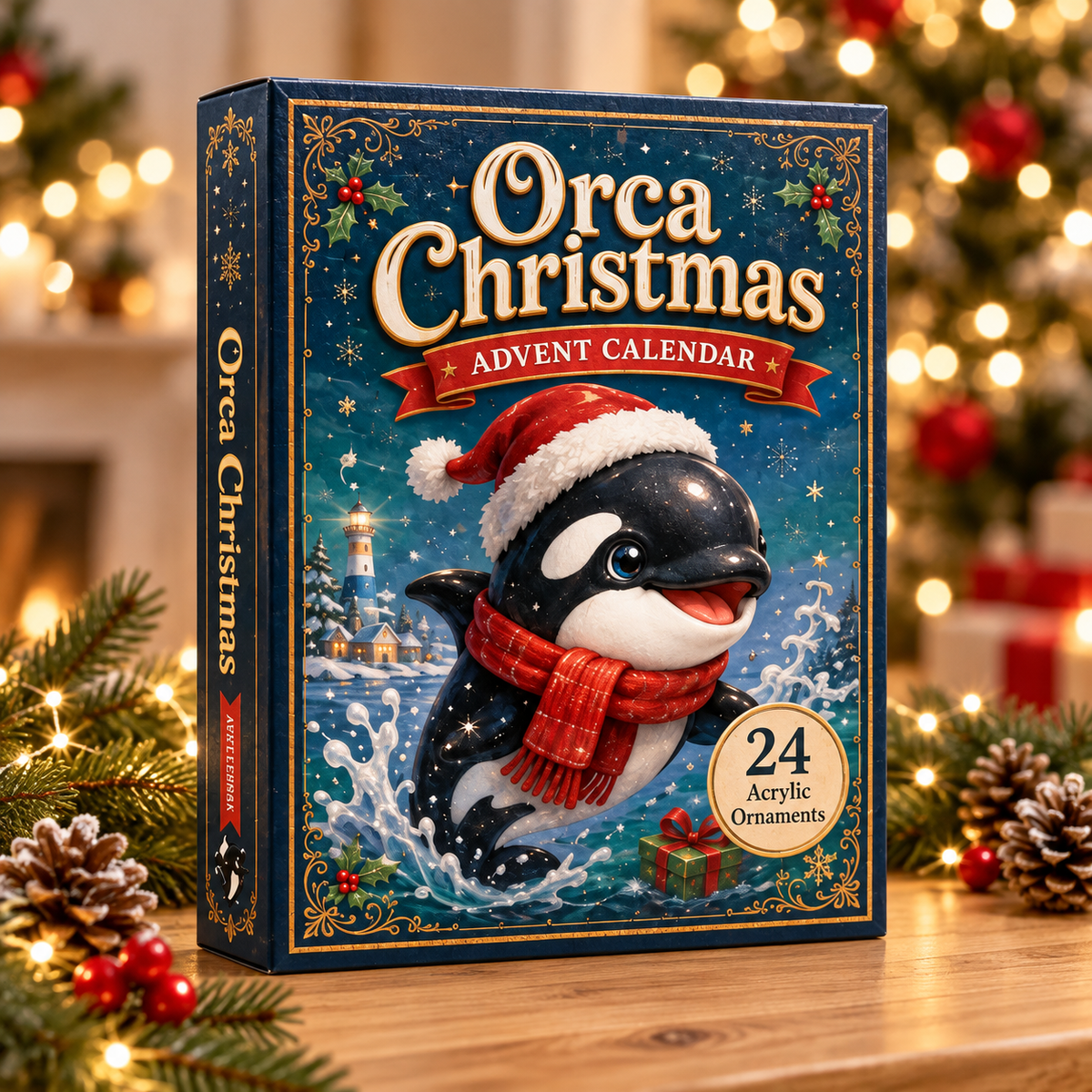 Orca Christmas Advent Calendar 2026 - 24-Day Festive Countdown, Acrylic Charms Blind Box - Gift For Orca Lovers