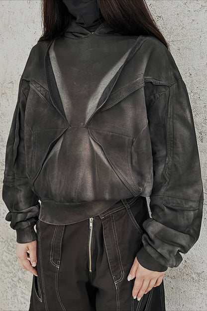 Washed Panel Pullover Hoodie