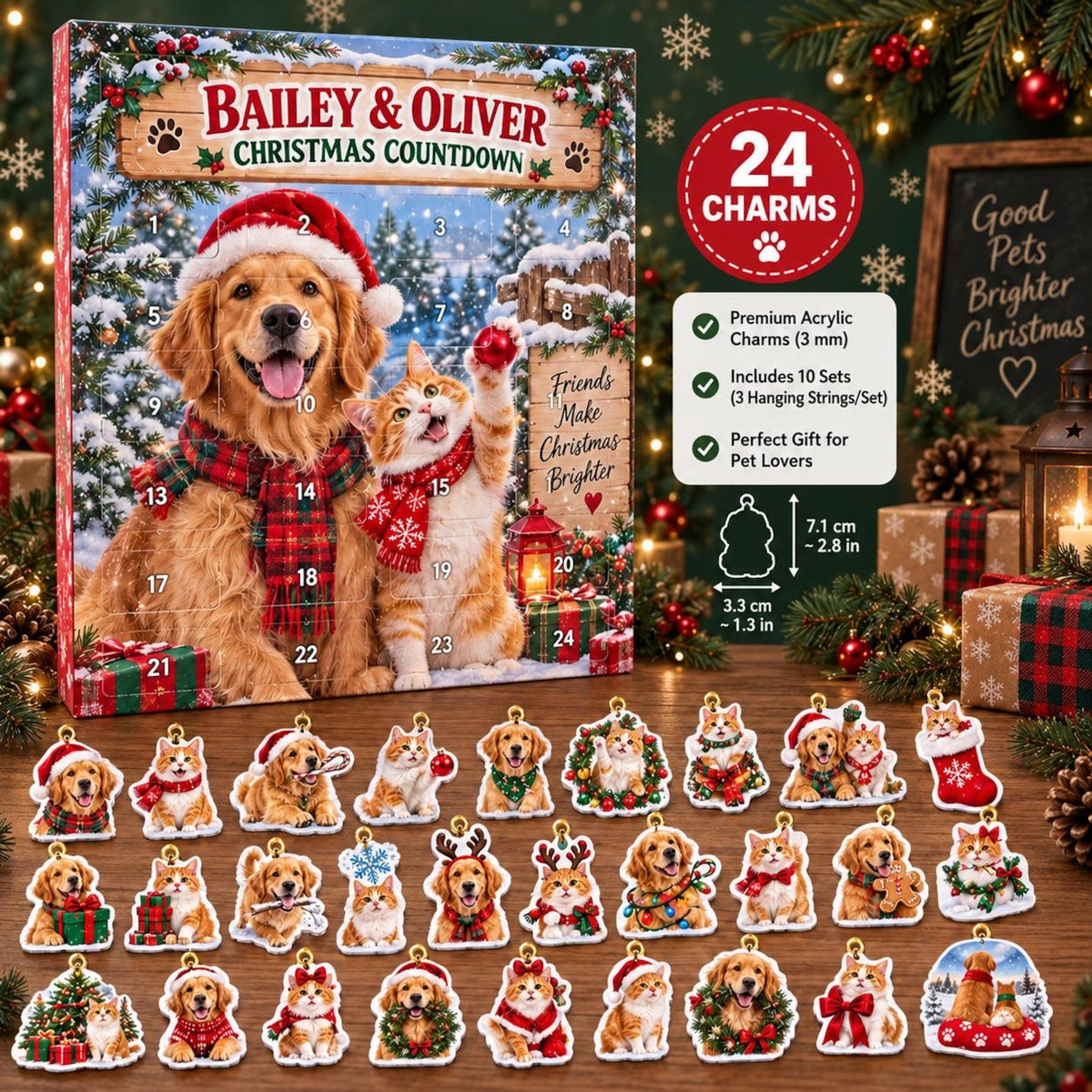 Personalized Pet Advent Calendar 2026, Custom Dog and Cat Christmas Countdown, Photo Ornament Gift for Dog Mom, Cat Mom, Pet Owners & Family