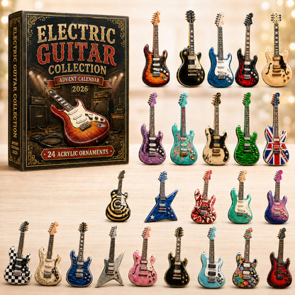 Electric Guitar Advent Calendar 2026 - 24-Day Festive Countdown, Acrylic Charms Blind Box - Gift For Guitar Lovers
