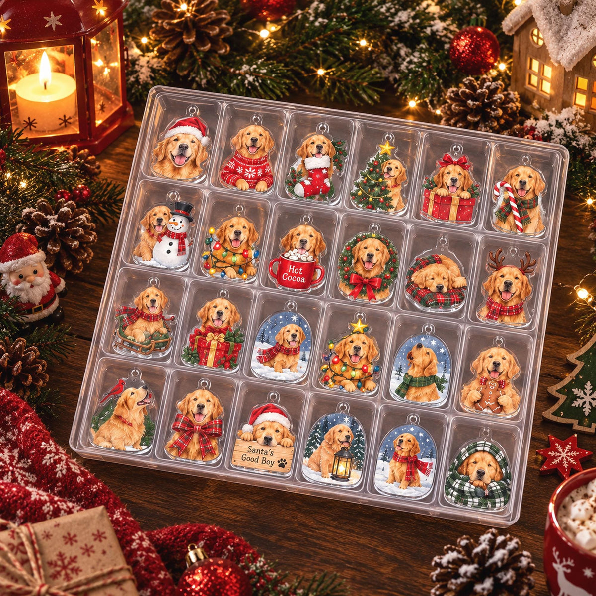 Personalized Dog Golden Retriever Calendar 2026, Custom Dog Breed Christmas Countdown, Pet Ornaments, Dog Mom Gift, Christmas Gift for Dog Lovers