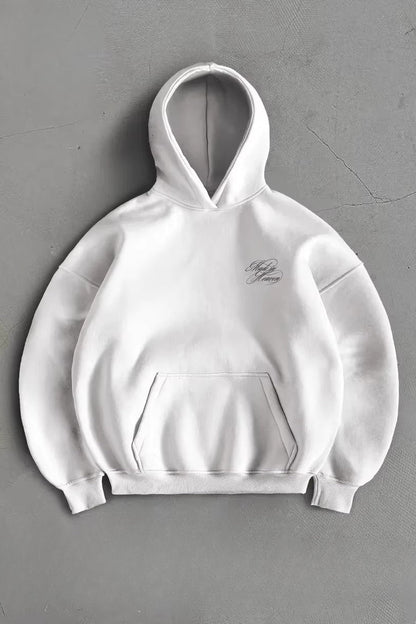 Script Back Print Oversized Pullover Hoodie