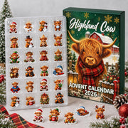 Highland Cow Christmas Advent Calendar, Acrylic or Wood Ornaments, Reusable Countdown Gift Box, Holiday Keepsake