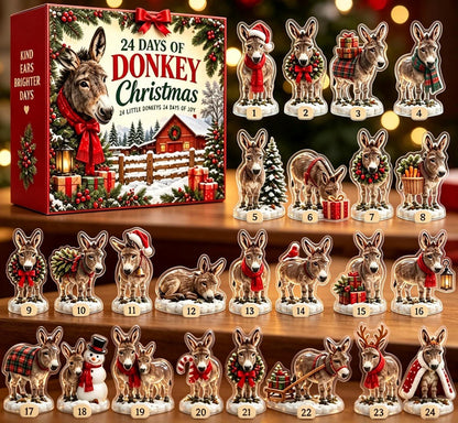 Donkey Advent Calendar 2026, 24 Days Christmas Countdown, Mini Donkey Ornament Set, Cute Animal Xmas Decor, Holiday Gift for Donkey Lover