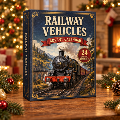 Railway Vehicles Train Advent Calendar 2026 - 24-Day Festive Countdown, Acrylic Charms Blind Box - Gift For Vehicle Lovers