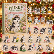 Husky In The Spring Advent Calendar 2026 - 24-Day Festive Countdown, Acrylic Charms Blind Box - Gift For Dog Lovers
