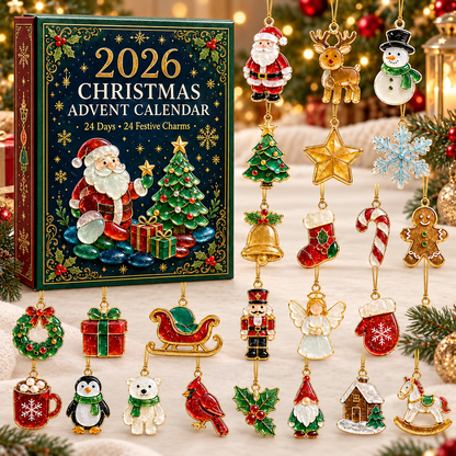 Christmas Advent Calendar 2026, 24-Day Countdown with Festive Hanging Charms, Holiday Ornament Gift Set