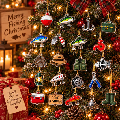 Personalized Fishing Advent Calendar, Custom Photo & Name, 24 Acrylic Fishing Charms, Christmas Gift for Fisherman