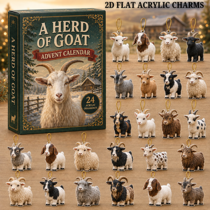 A Herd of Goat Advent Calendar 2026 - 24-Day Festive Countdown, Acrylic Charms Blind Box - Gift For Goat Lovers