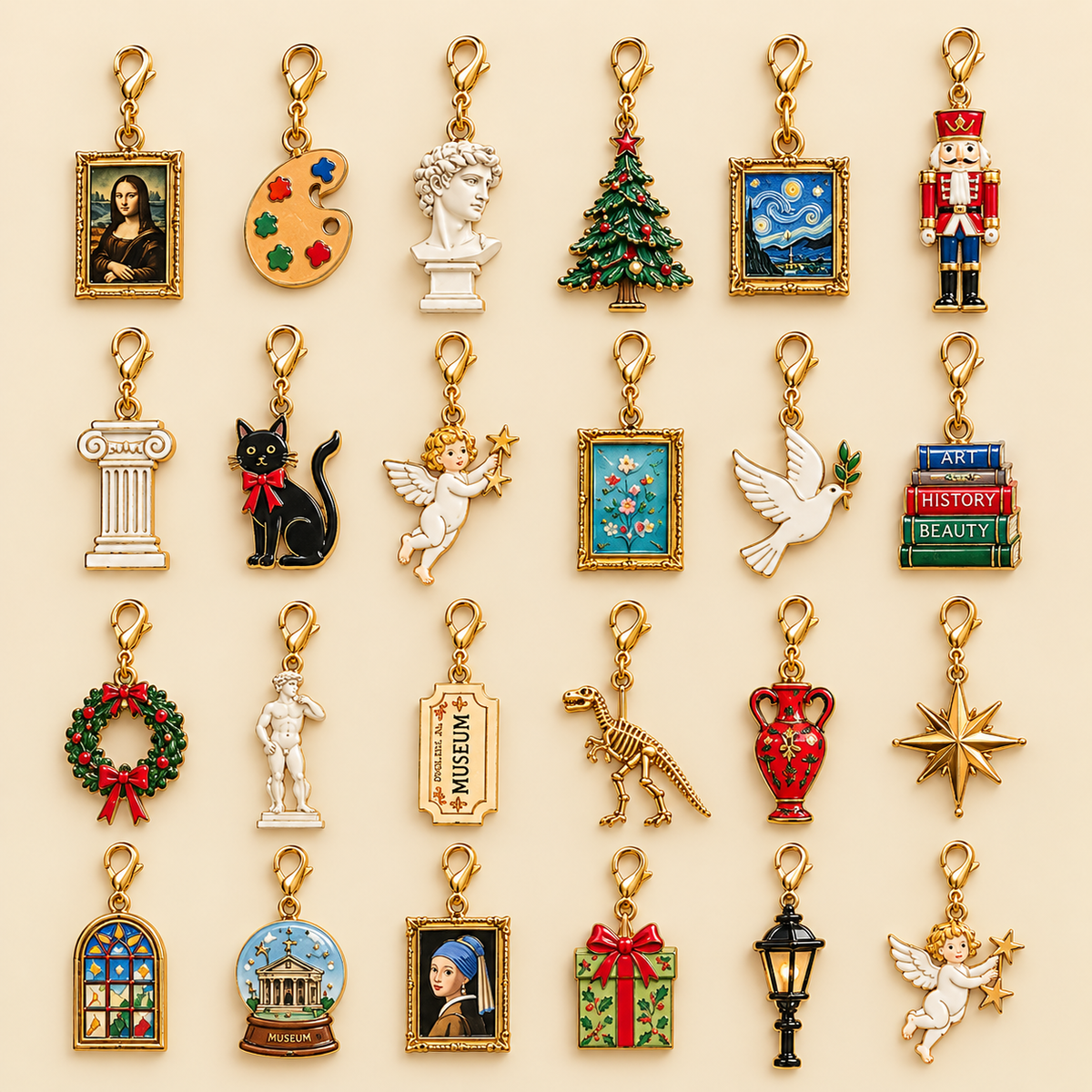 24 Days of Christmas Art Museum Charm Advent Calendar 2026, 24 Collectible Art Charms, Christmas Countdown Gift for Art Lovers