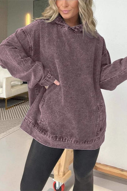 Washed Denim Effect Oversized Hoodie