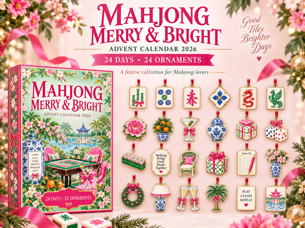 Mahjong Advent Calendar 2026, 24 Days Mahjong Christmas Ornaments, Chinoiserie Holiday Countdown, Mahjong Lover Gift, Mahjong Player Gift