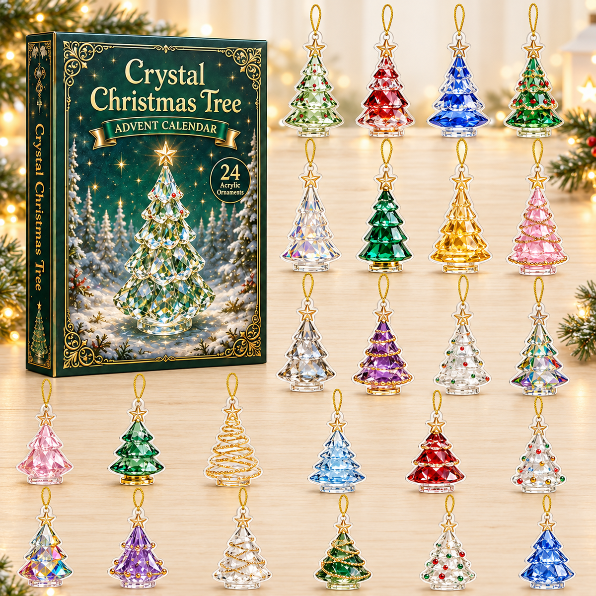 Crystal Effect Christmas Tree Advent Calendar 2026 - 24-Day Festive Countdown, Acrylic Charms Blind Box - Gift For Christmas