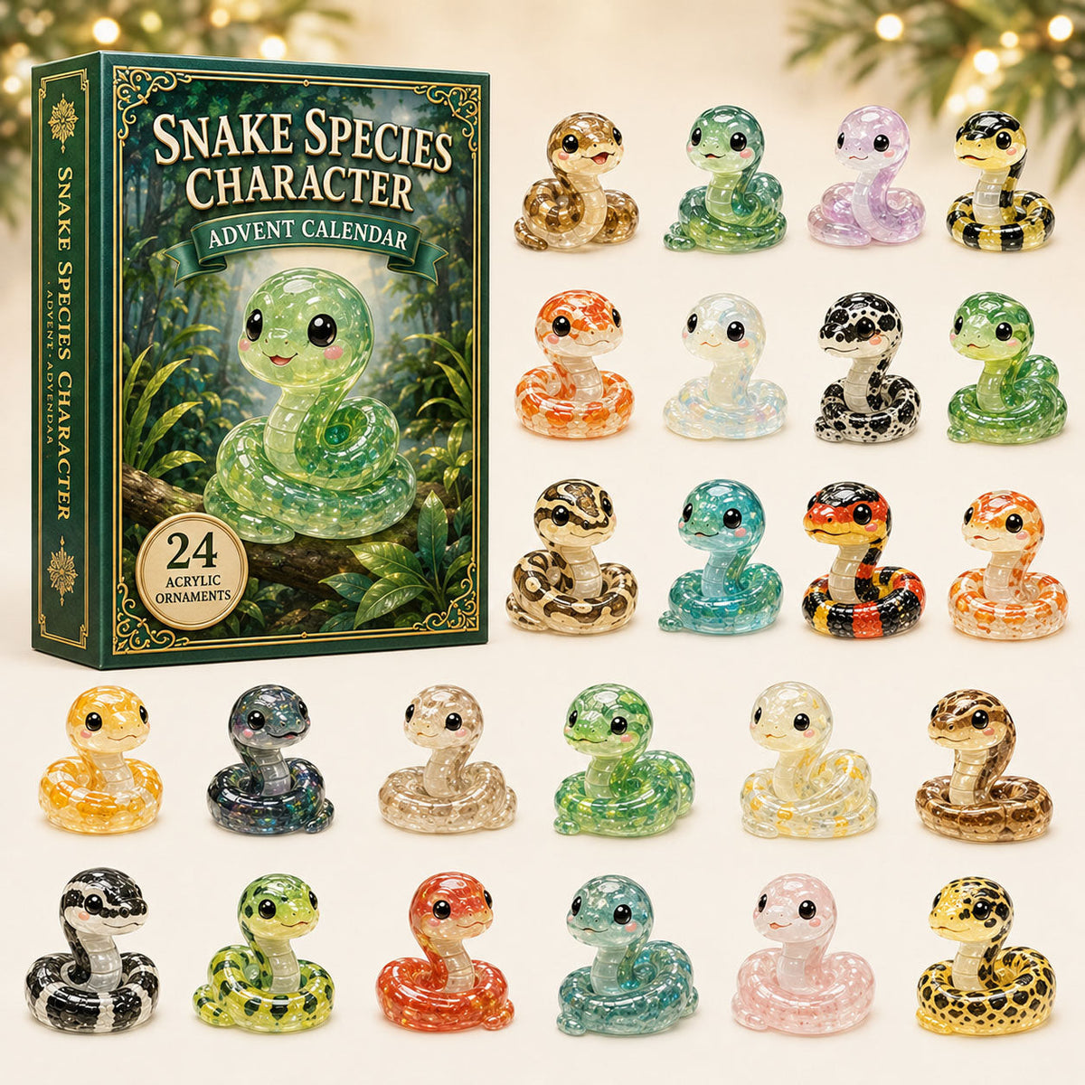 Snake Species Advent Calendar 2026 - 24-Day Festive Countdown, Acrylic Charms Blind Box - Gift For Snake Lovers