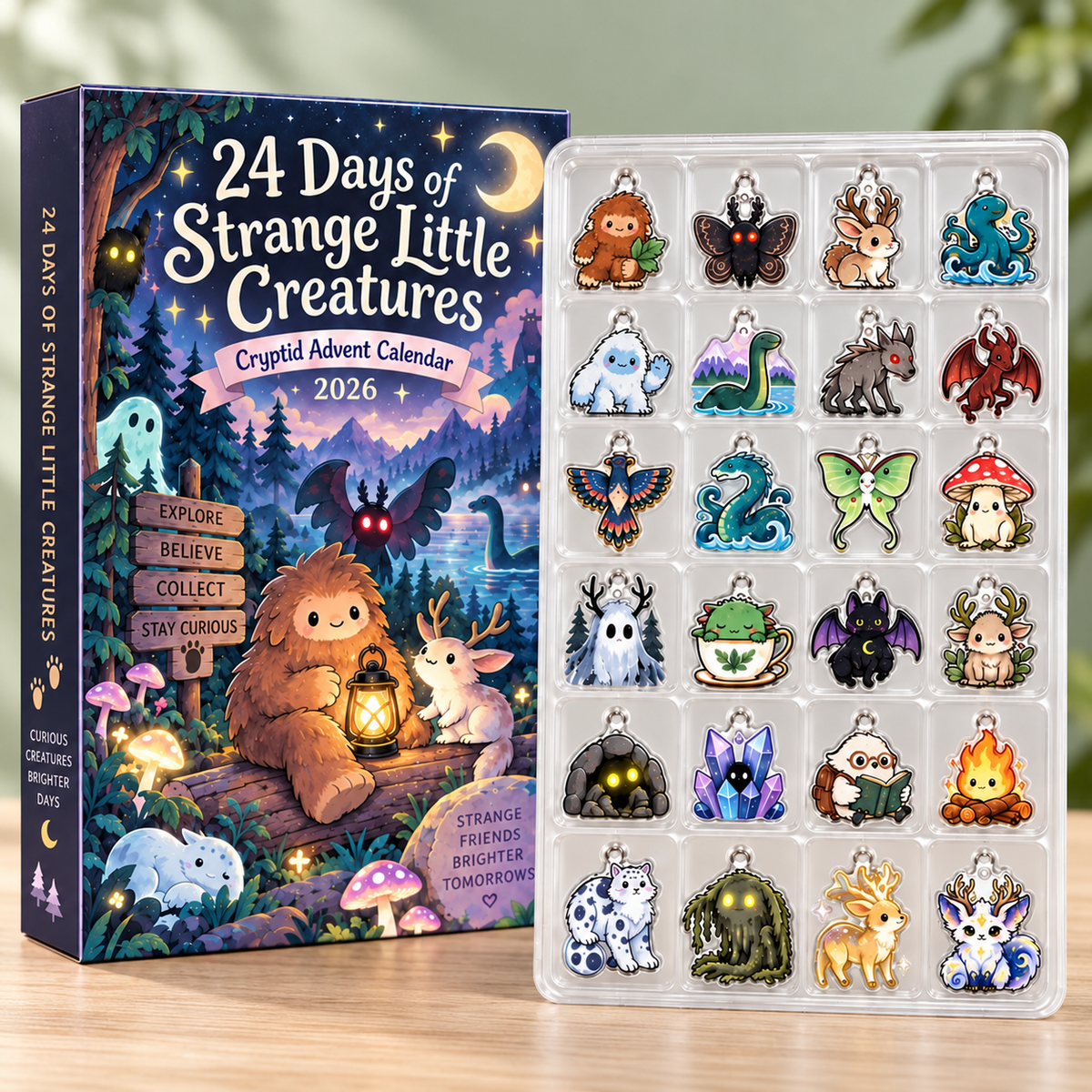 Cryptid Advent Calendar 2026, 24 Days of Strange Little Creatures, Cute Cryptid Christmas Countdown, Mystery Gift for Cryptid Lovers, Birthday Gift