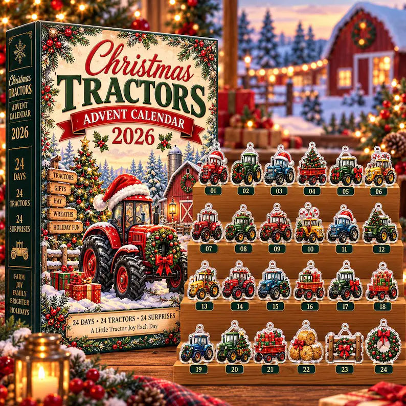 Christmas Tractors Advent Calendar 2026, 24 Days of Farm Machinery Surprises, Holiday Countdown Gift for Kids and Tractor Fans