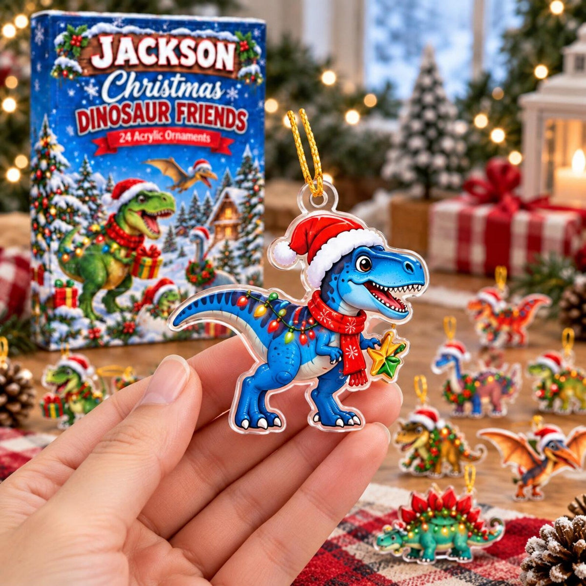 Personalized Dinosaur Advent Calendar 2026, Custom Name Christmas Countdown, Dinosaur Christmas Gift for Kids, Boys, Grandsons & Dino Lovers