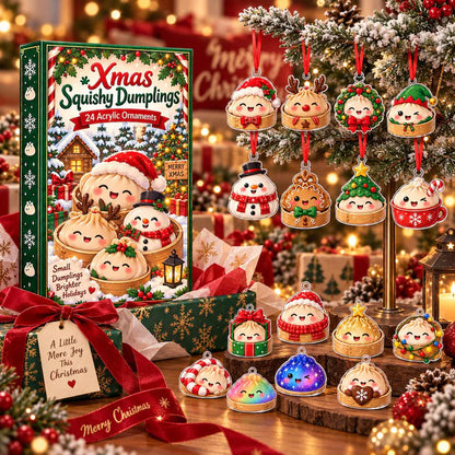 Dumpling Christmas Advent Calendar, 24 Day Acrylic Ornament Countdown, Cute Dumpling Christmas Decor, Christmas Countdown Box