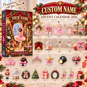 Personalized Ballerina Advent Calendar, 24 Ballet Christmas Charms, Custom Name Dancer Gift, Holiday Countdown Box