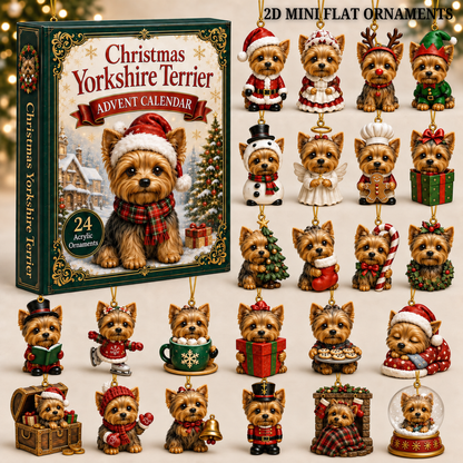 Christmas Yorkshire Terrier Advent Calendar 2026 - 24-Day Festive Countdown, Acrylic Charms Blind Box - Gift For Dog Lovers