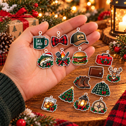 Personalized Dad Photo Advent Calendar 2026, Custom Dad Name Blind Box, 24 Day Christmas Countdown Ornament Set Gift for Dad, Xmas Countdown Dave