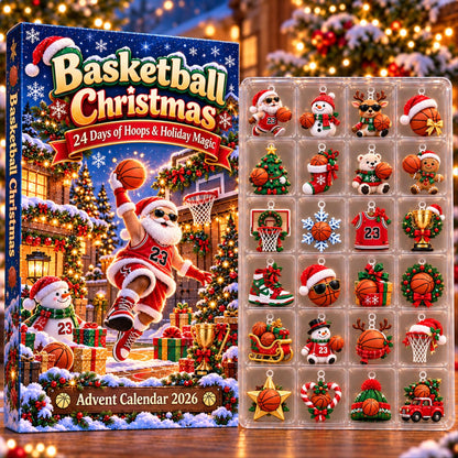 Basketball Advent Calendar 2026, 24 Piece Basketball Ornament Set, Blind Box Advent Calendar, Christmas Countdown Gift for Home Decor