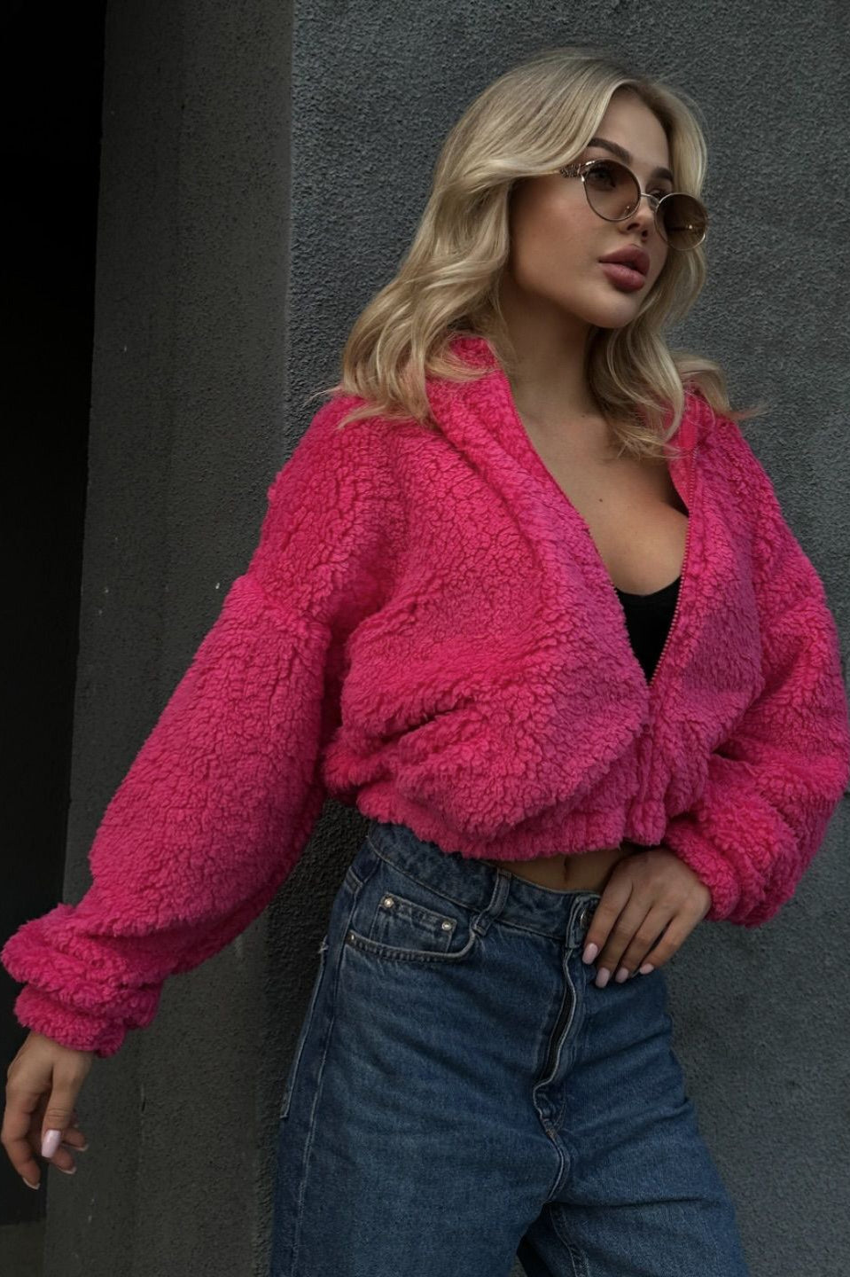 Zip-Up Teddy Fleece Hoodie