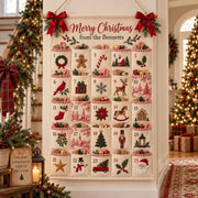 Personalized Christmas Advent Calendar, 25 Pocket Countdown Wall Hanging, Custom Family Name Xmas Calendar, Holiday Candy Gift Organizer