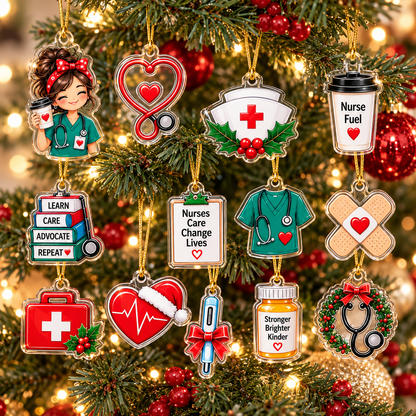 Nurse Advent Calendar 2026, 24 Days Christmas Countdown, Nurse Christmas Gift, RN Nursing Gift, Medical Acrylic Ornament Set