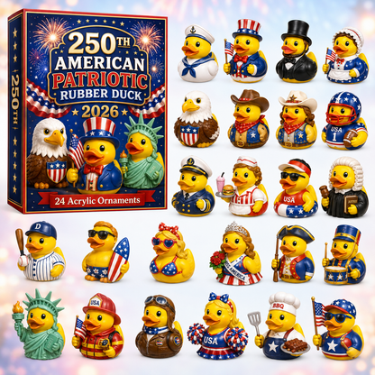 American Patriotic Rubber Duck Advent Calendar 2026 - 24-Day Festive Countdown, Acrylic Charms Blind Box - Gift For Family & Friends