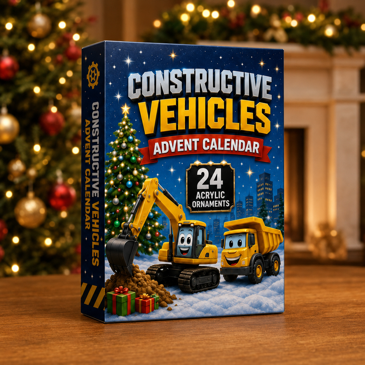 Constructive Vehicles Advent Calendar 2026 - 24-Day Festive Countdown, Acrylic Charms Blind Box - Gift For Kids, Family & Friends