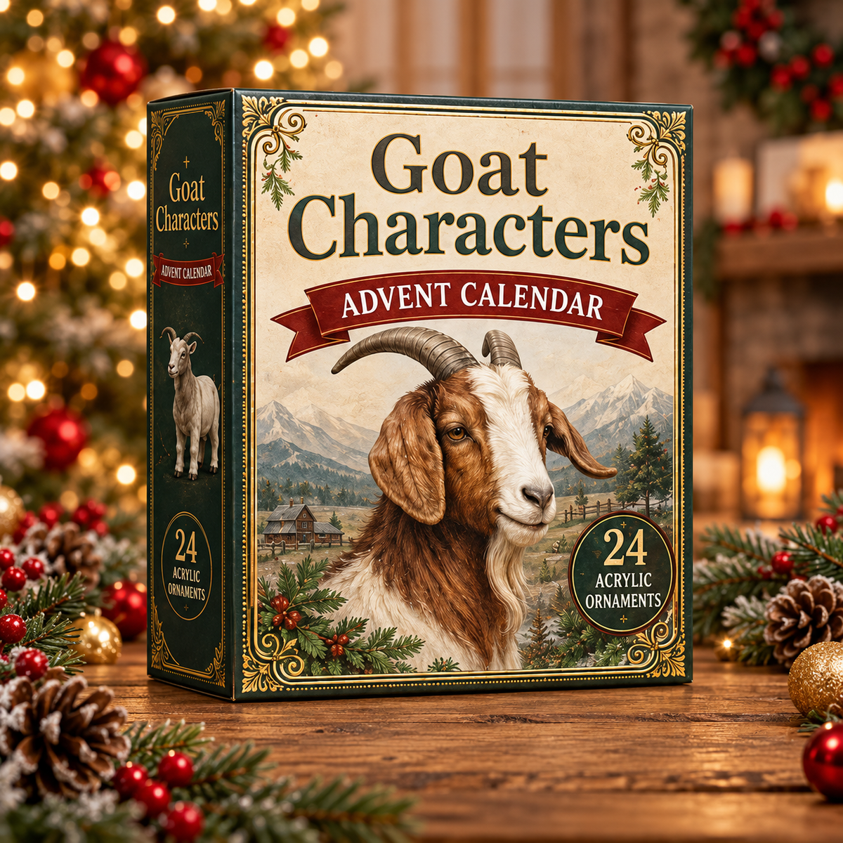 Goat Characters Advent Calendar 2026 - 24-Day Festive Countdown, Acrylic Charms Blind Box - Gift For Goat Lovers