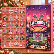 Personalized Lacrosse Advent Calendar 2026 For Girls, Custom Lacrosse Blind Box, 24 Day Christmas Countdown Lacrosse Token Ornaments Set