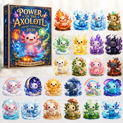 Power Of The Axolotl Advent Calendar 2026 - 24-Day Festive Countdown, Acrylic Charms Blind Box - Gift For Axolotl Lovers
