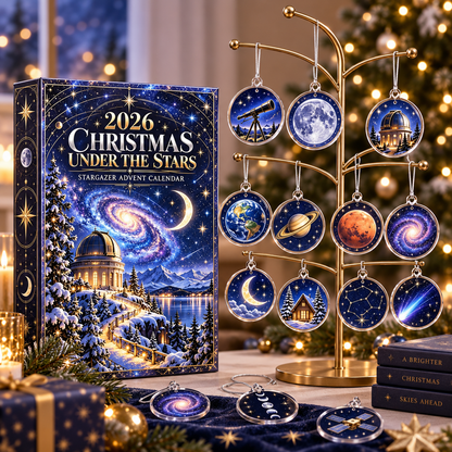 2026 Christmas Under The Stars Stargazer Advent Calendar With Celestial Ornaments, Unique Space Theme Holiday Countdown Gift