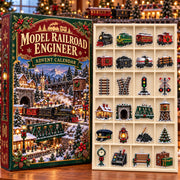 Model Railroad Advent Calendar, 24 Acrylic Train Ornaments, Railway Hobbyist Gift, Christmas Village Countdown Box, Custom Name Countdown
