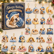 Sleepy Bulldog Advent Calendar 2026 - 24-Day Festive Countdown, Acrylic Charms Blind Box - Gift For Bulldog Lovers