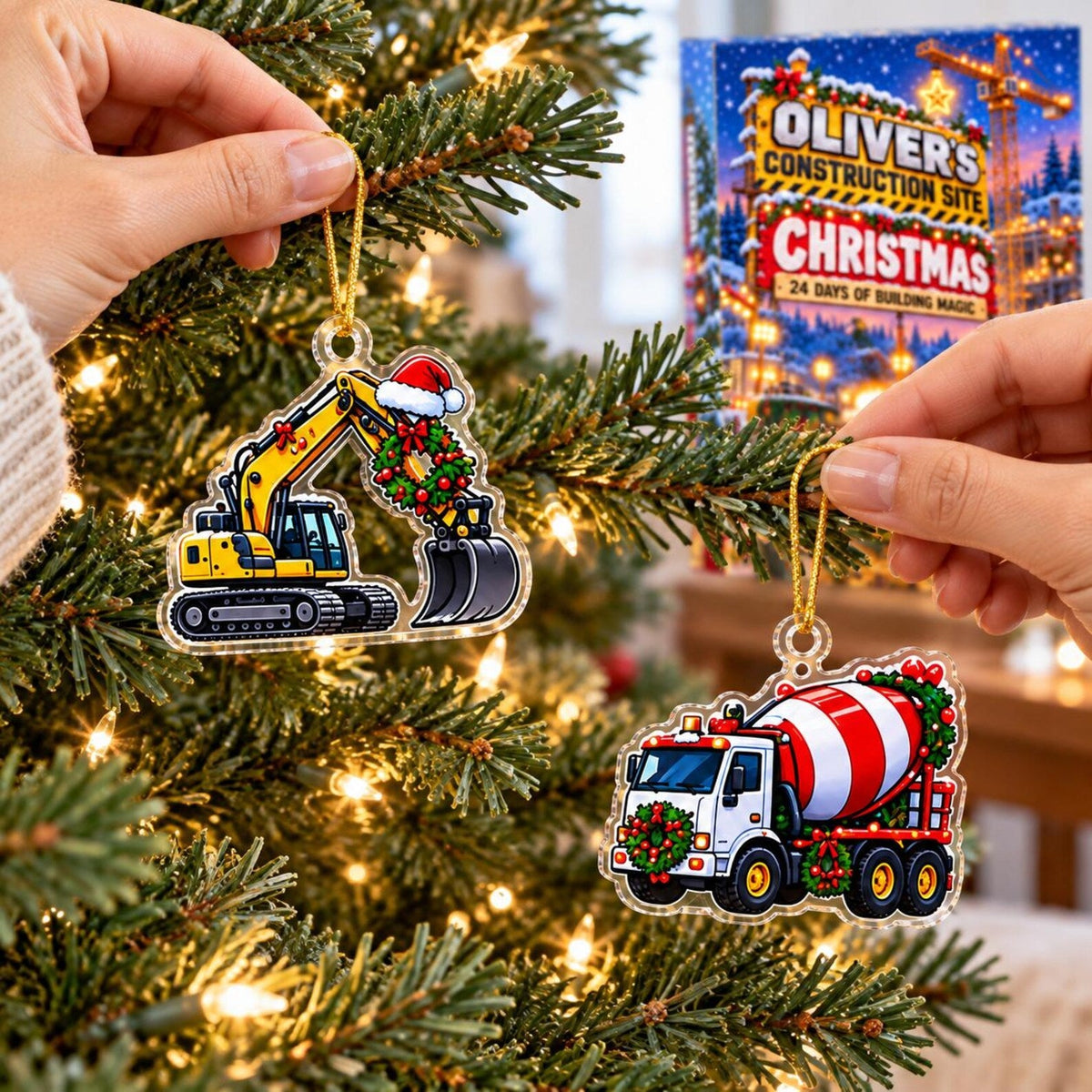 Personalized Construction Vehicle Advent Calendar 2026, Christmas Truck Countdown, Excavator and Digger Ornaments, Fun Holiday Gift for Boys