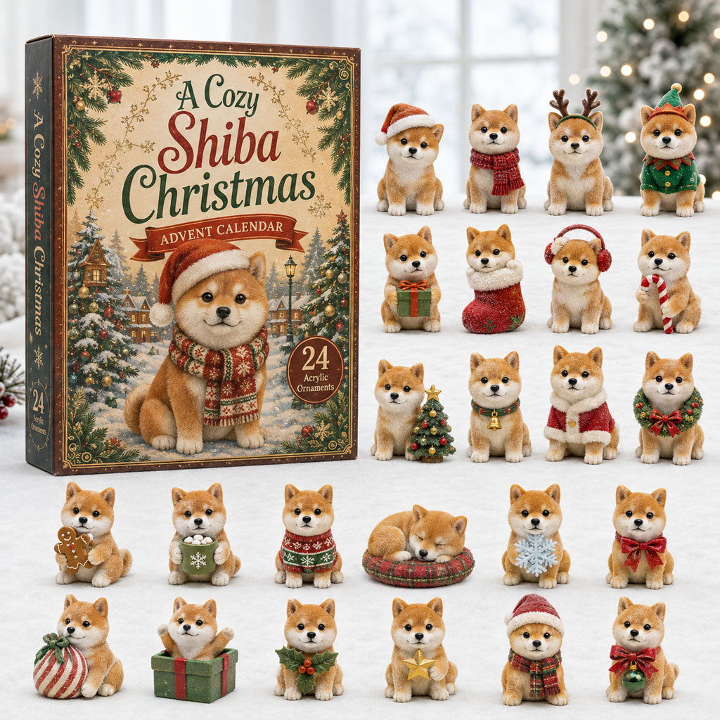 Christmas Shiba Advent Calendar 2026 - 24-Day Festive Countdown, Acrylic Charms Blind Box - Gift For Shiba Lovers