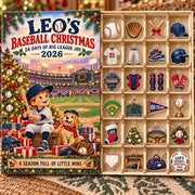 Personalized Baseball Advent Calendar 2026, Custom Baseball Christmas Countdown, 24 Day Acrylic Ornament Set, Baseball Player Gift