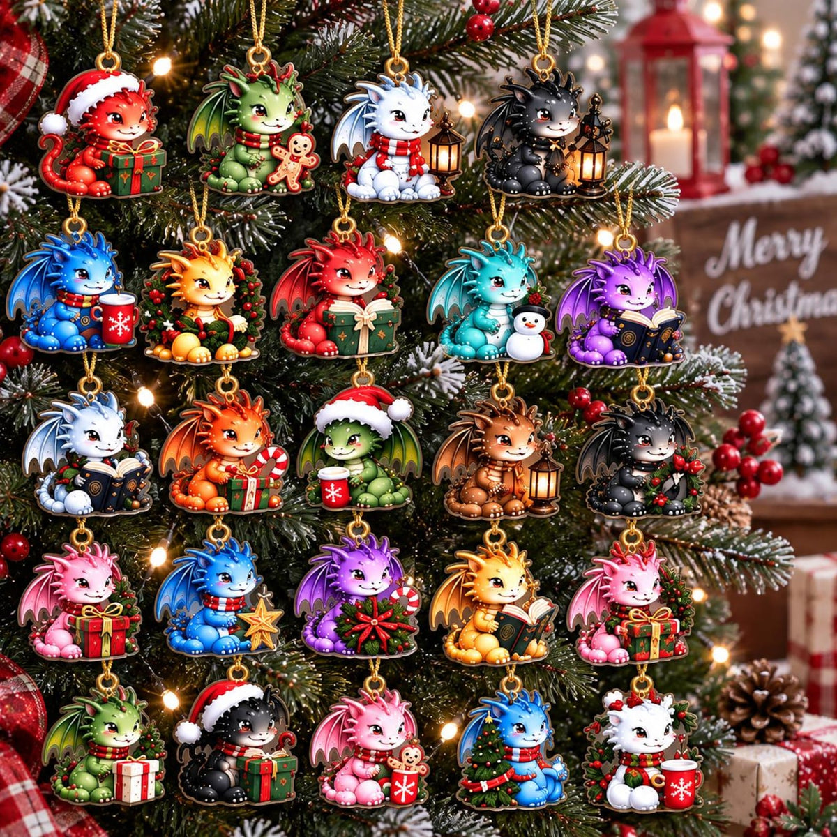Baby Dragon Advent Calendar, 24 Fantasy Tree Ornaments 2026