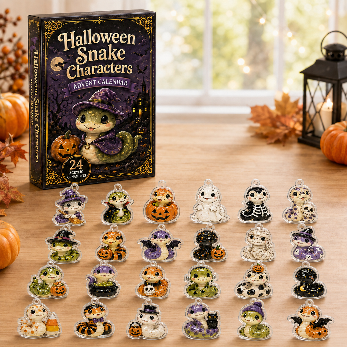 Spooky Snake Advent Calendar 2026 - 24-Day Festive Countdown, Acrylic Charms Blind Box - Gift For Snake Lovers