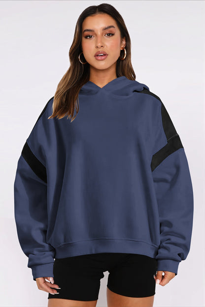Color Block Oversized Pullover Hoodie
