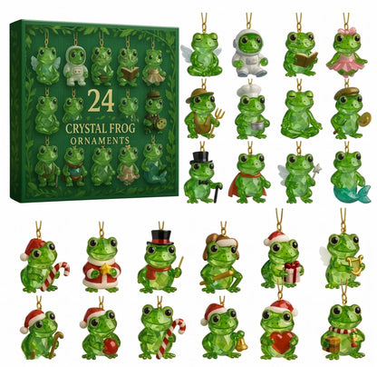 Frog 2D Advent Calendar 2026, 24 Crystal Frog Ornaments, Cute Christmas Countdown, Frog Lover Gift, Xmas Tree Decorations Amelia