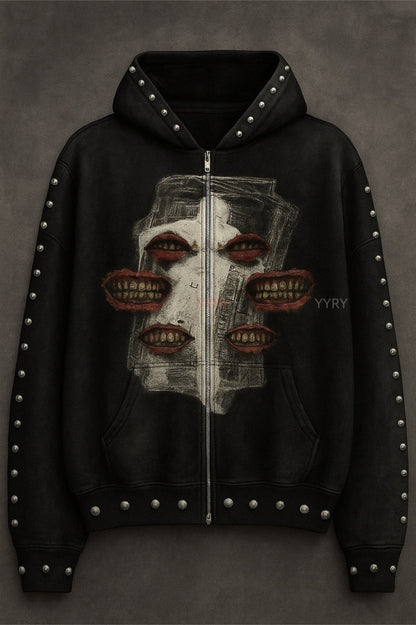 Street Style Rhinestone Print Hoodie