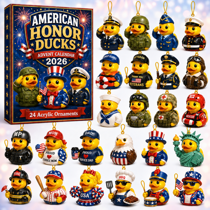 American Honor Rubber Duck Advent Calendar 2026 - 24-Day Festive Countdown, Acrylic Charms Blind Box - Gift For Family & Friends