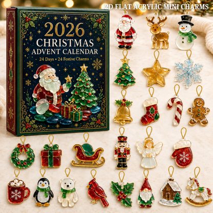 2026 Christmas Advent Calendar, 24-Day Holiday Countdown with Acrylic or Wood Charms