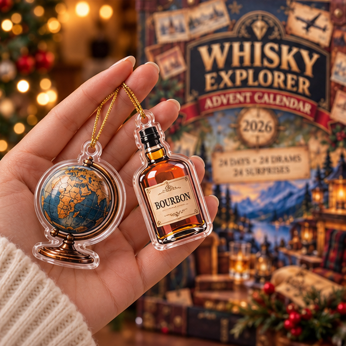Whisky Explorer Advent Calendar 2026, 24 Days of Global Drams & Surprises, Travel Theme Christmas Countdown Gift, Holiday Decor