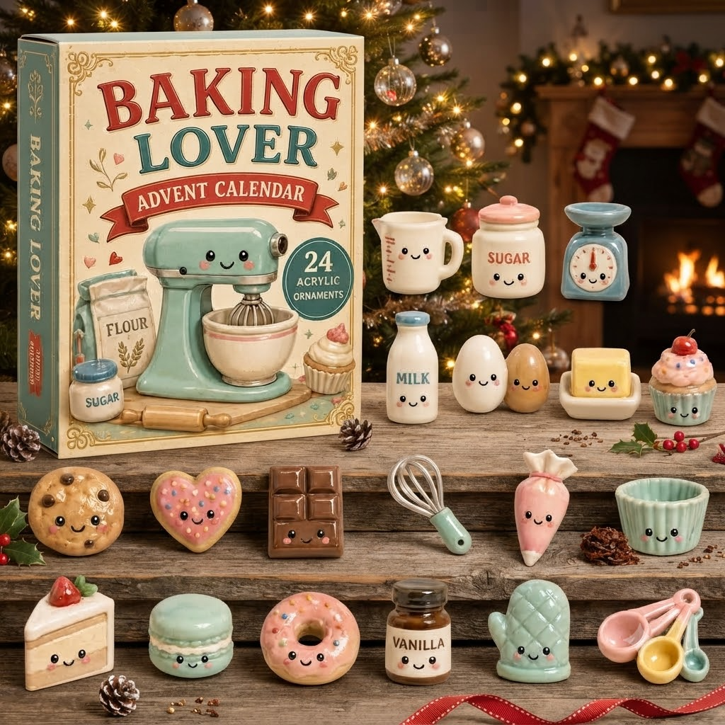 24-Day Festive Countdown, Acrylic Charms Blind Box - Gift For Baking Lovers